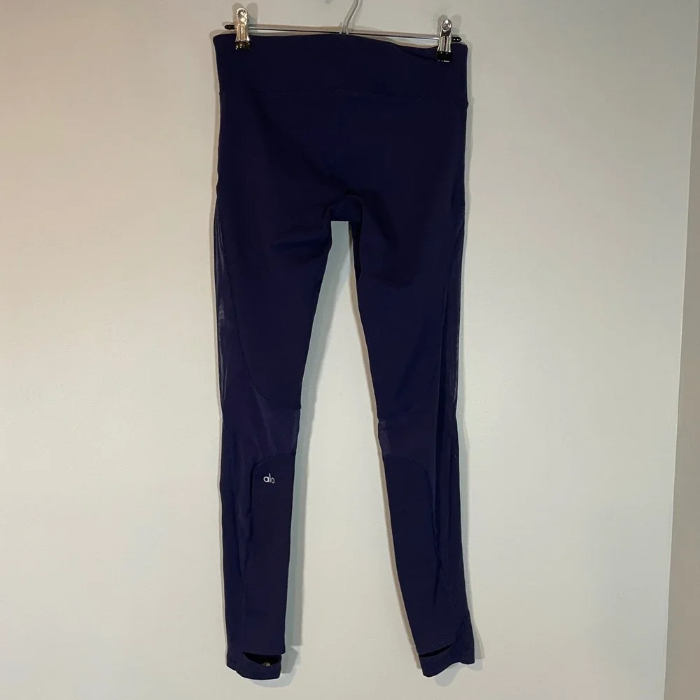 Alo‎ Yoga High Waist Coast Stirrup Legging Mesh Navy Blue Medium Full Length